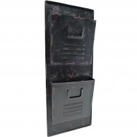 Vintage Style Black Metal Double Wall Pocket Organizer File Holder 12.5" x 31"   371598685579
